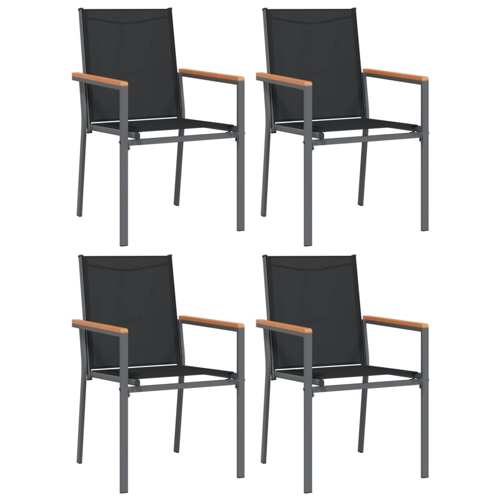 vidaXL Patio Dining Set Patio Table and Chair Set Black Textilene and Steel-24