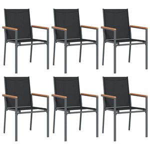 vidaXL Patio Dining Set Patio Table and Chair Set Black Textilene and Steel-9