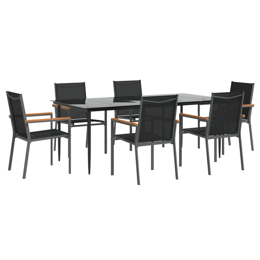 vidaXL Patio Dining Set Patio Table and Chair Set Black Textilene and Steel-32