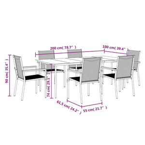 vidaXL Patio Dining Set Patio Table and Chair Set Black Textilene and Steel-46