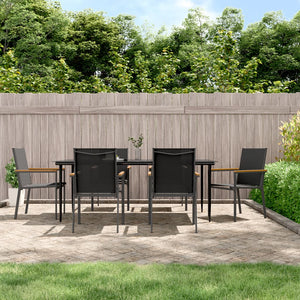 vidaXL Patio Dining Set Patio Table and Chair Set Black Textilene and Steel-39