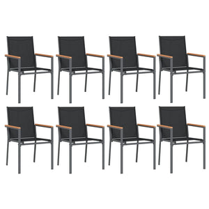 vidaXL Patio Dining Set Patio Table and Chair Set Black Textilene and Steel-65