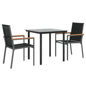 vidaXL 5 Piece Patio Dining Set Black Textilene and Steel-25