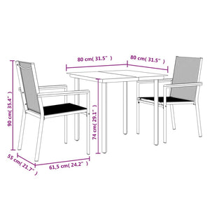 vidaXL 5 Piece Patio Dining Set Black Textilene and Steel-39