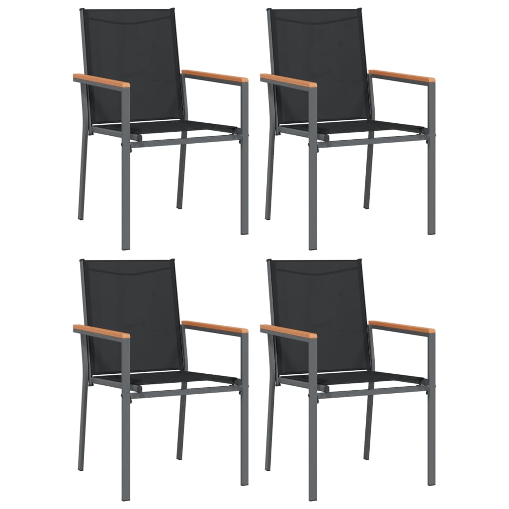 vidaXL 5 Piece Patio Dining Set Black Textilene and Steel-40