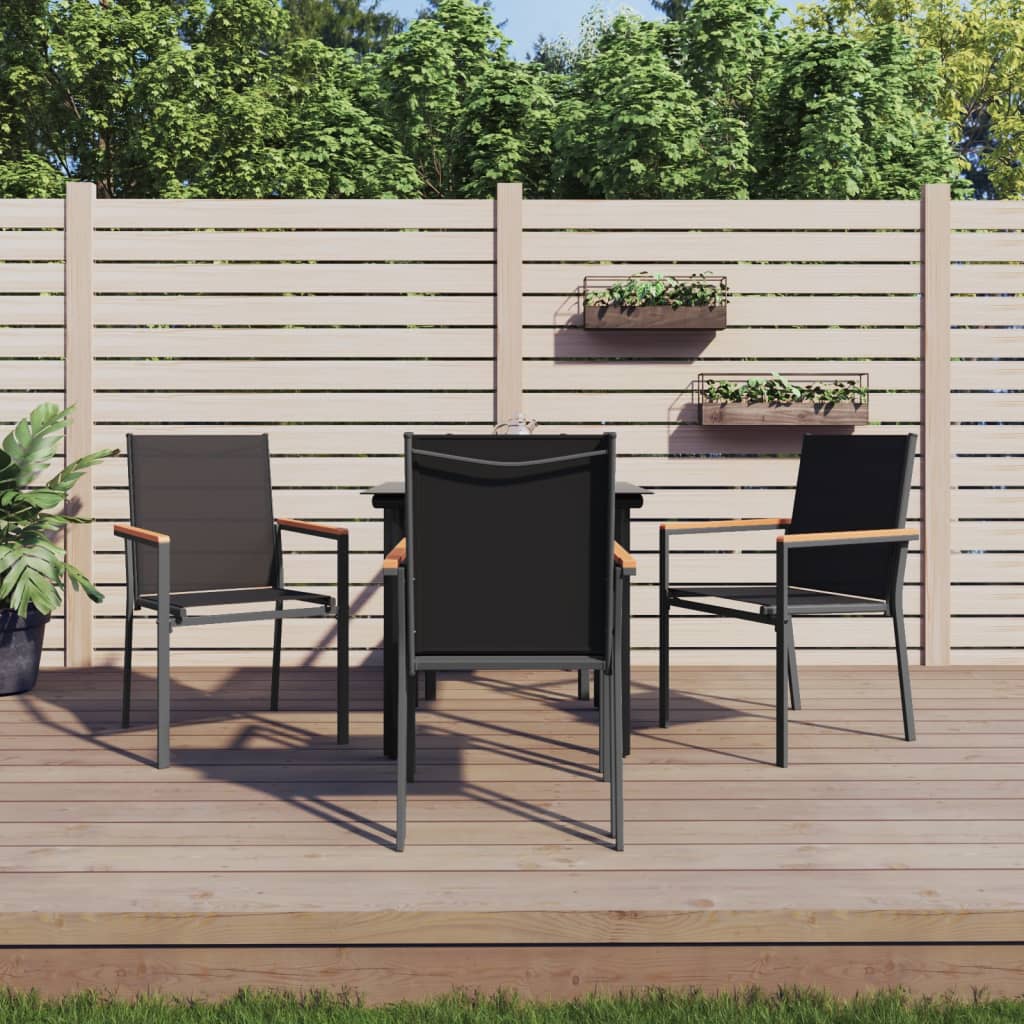 vidaXL 5 Piece Patio Dining Set Black Textilene and Steel-19