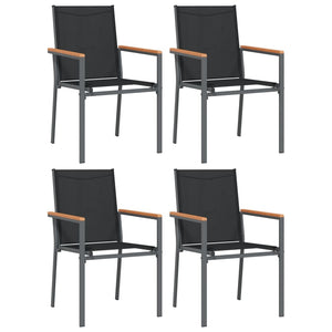 vidaXL 5 Piece Patio Dining Set Black Textilene and Steel-44