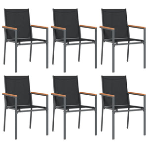 vidaXL 5 Piece Patio Dining Set Black Textilene and Steel-31