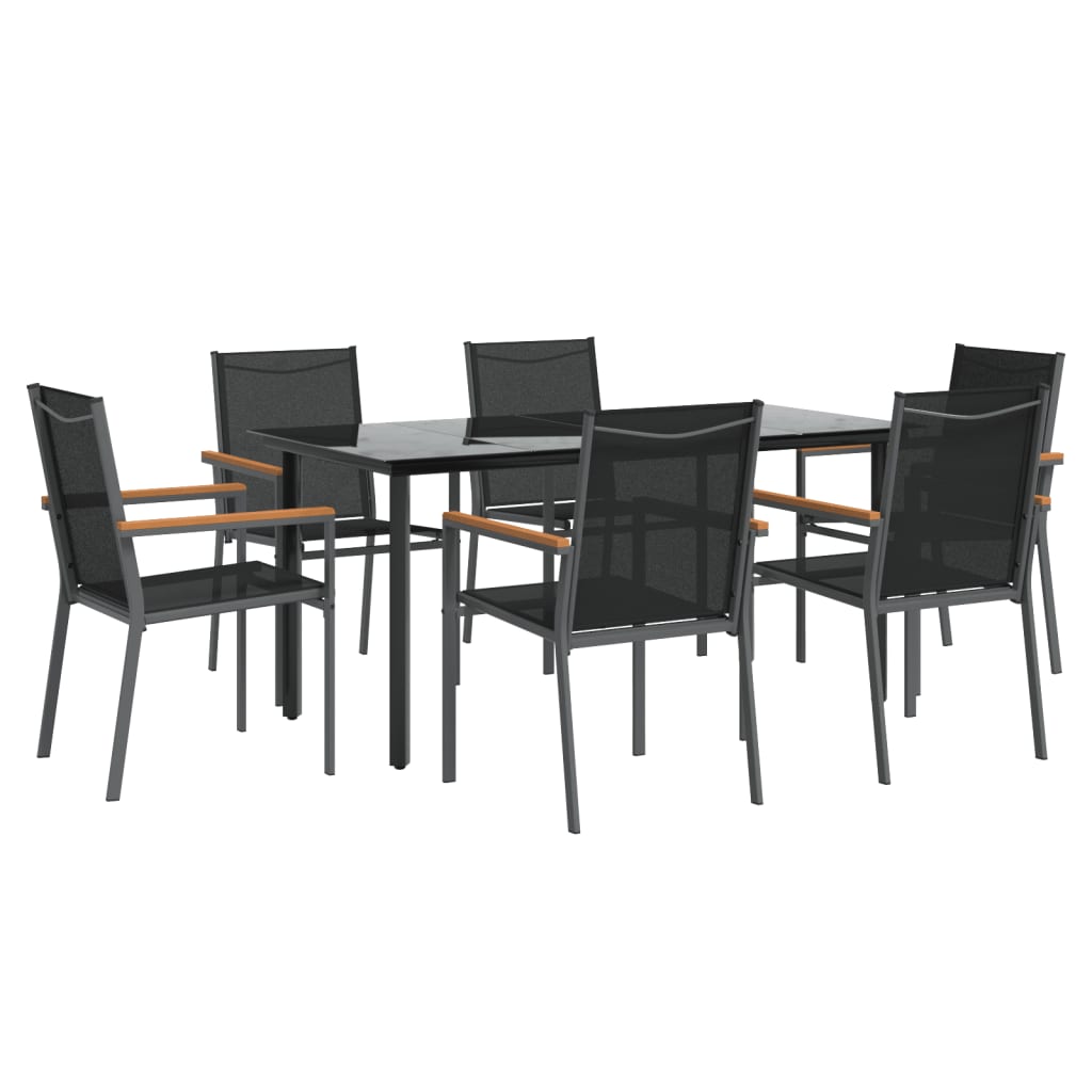 vidaXL 5 Piece Patio Dining Set Black Textilene and Steel-63