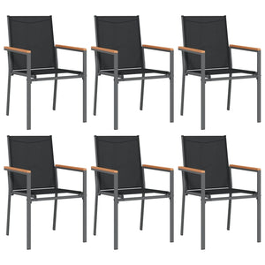 vidaXL 5 Piece Patio Dining Set Black Textilene and Steel-20