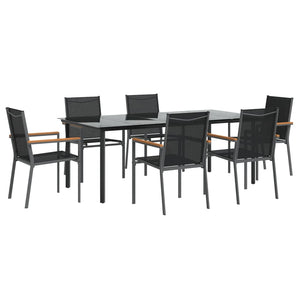 vidaXL 5 Piece Patio Dining Set Black Textilene and Steel-55