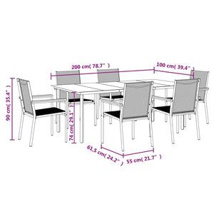 vidaXL 5 Piece Patio Dining Set Black Textilene and Steel-68