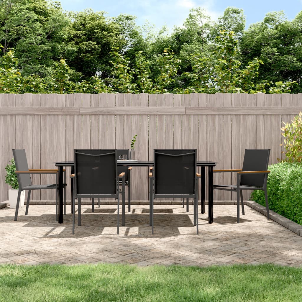 vidaXL 5 Piece Patio Dining Set Black Textilene and Steel-62