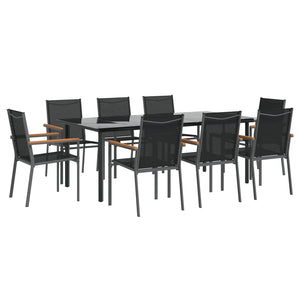 vidaXL 5 Piece Patio Dining Set Black Textilene and Steel-36