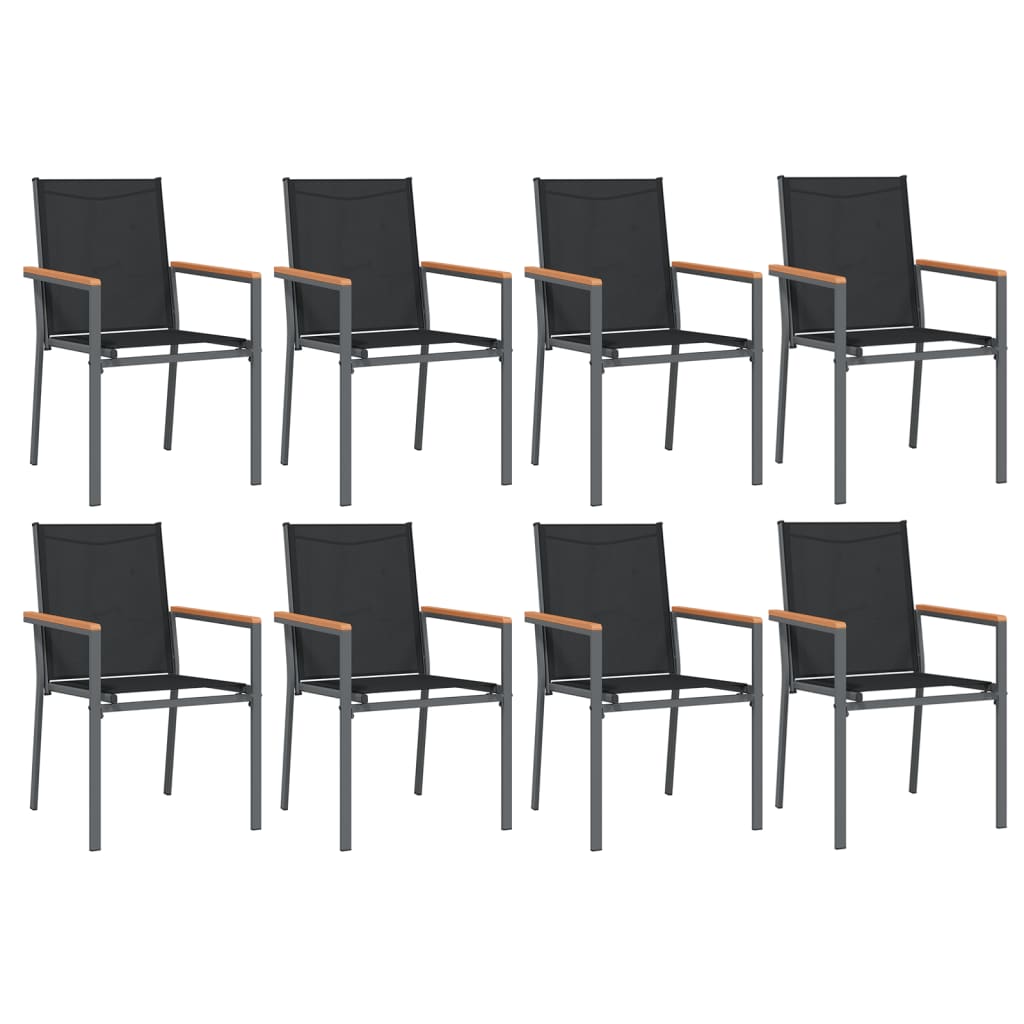 vidaXL 5 Piece Patio Dining Set Black Textilene and Steel-57