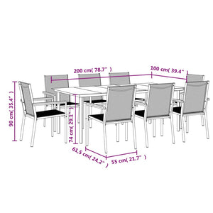 vidaXL 5 Piece Patio Dining Set Black Textilene and Steel-50