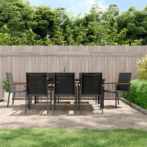 vidaXL 5 Piece Patio Dining Set Black Textilene and Steel-43