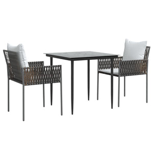 vidaXL Patio Dining Set with Cushions Outdoor Furniture Poly Rattan and Steel-16