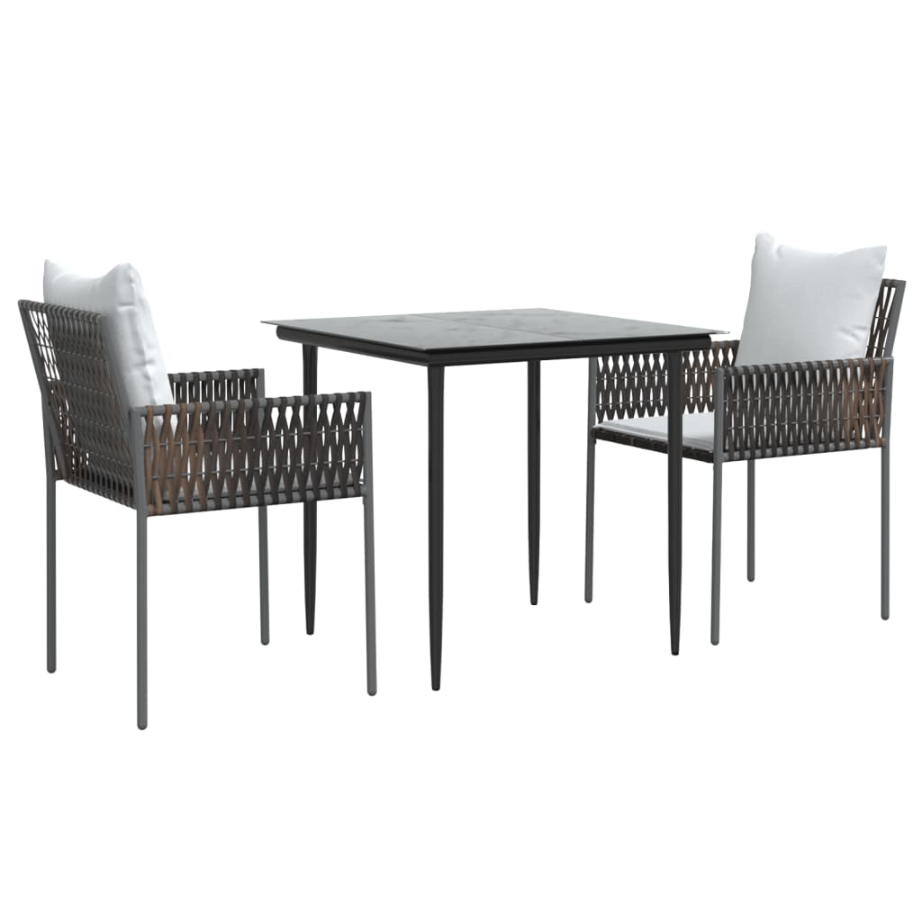 vidaXL Patio Dining Set with Cushions Outdoor Furniture Poly Rattan and Steel-37