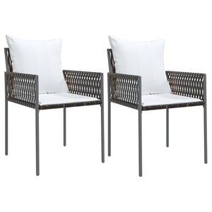 vidaXL Patio Dining Set with Cushions Outdoor Furniture Poly Rattan and Steel-44