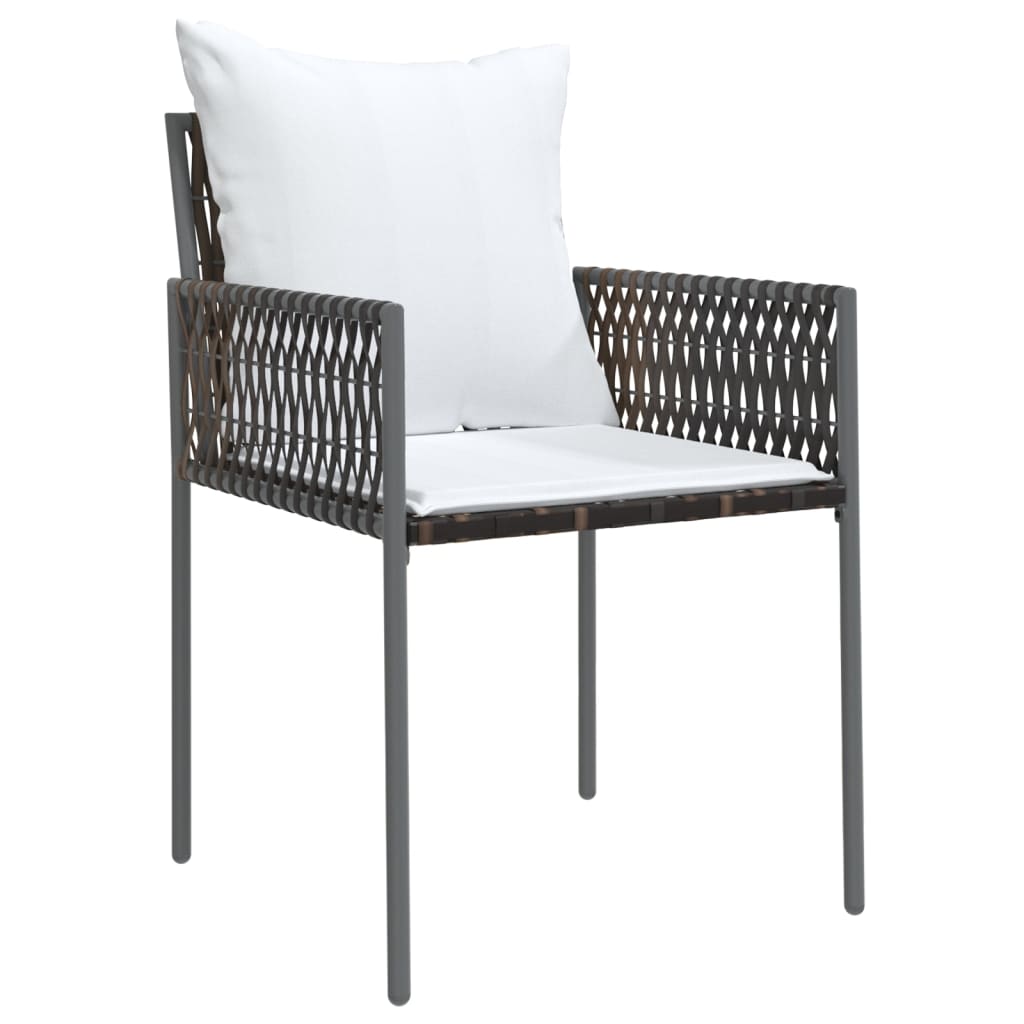 vidaXL Patio Dining Set with Cushions Outdoor Furniture Poly Rattan and Steel-51