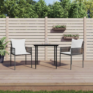 vidaXL Patio Dining Set with Cushions Outdoor Furniture Poly Rattan and Steel-23