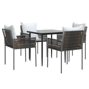 vidaXL Patio Dining Set with Cushions Outdoor Furniture Poly Rattan and Steel-25