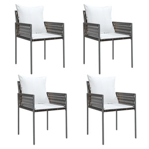 vidaXL Patio Dining Set with Cushions Outdoor Furniture Poly Rattan and Steel-53