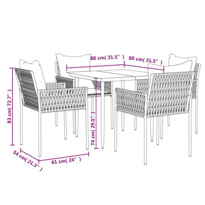 vidaXL Patio Dining Set with Cushions Outdoor Furniture Poly Rattan and Steel-39