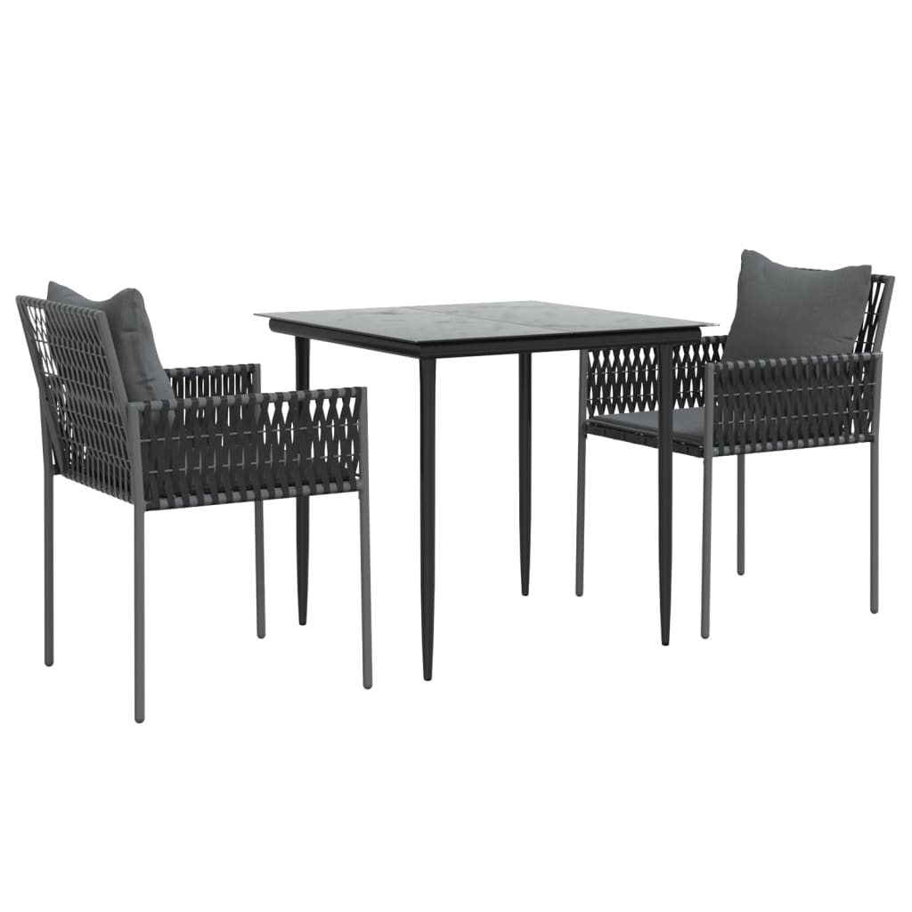 vidaXL Patio Dining Set with Cushions Outdoor Furniture Poly Rattan and Steel-50