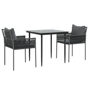 vidaXL Patio Dining Set with Cushions Outdoor Furniture Poly Rattan and Steel-64