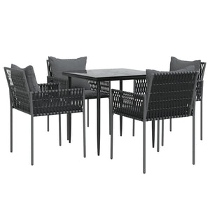 vidaXL Patio Dining Set with Cushions Outdoor Furniture Poly Rattan and Steel-68