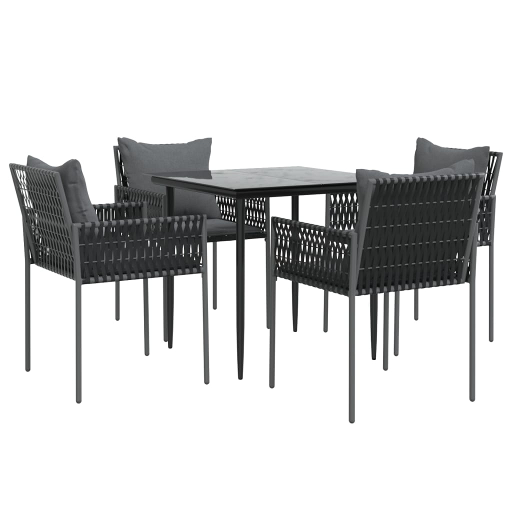 vidaXL Patio Dining Set with Cushions Outdoor Furniture Poly Rattan and Steel-8