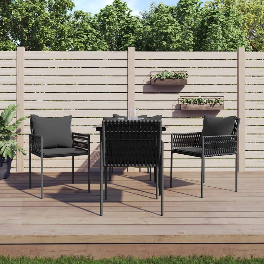 vidaXL Patio Dining Set with Cushions Outdoor Furniture Poly Rattan and Steel-1