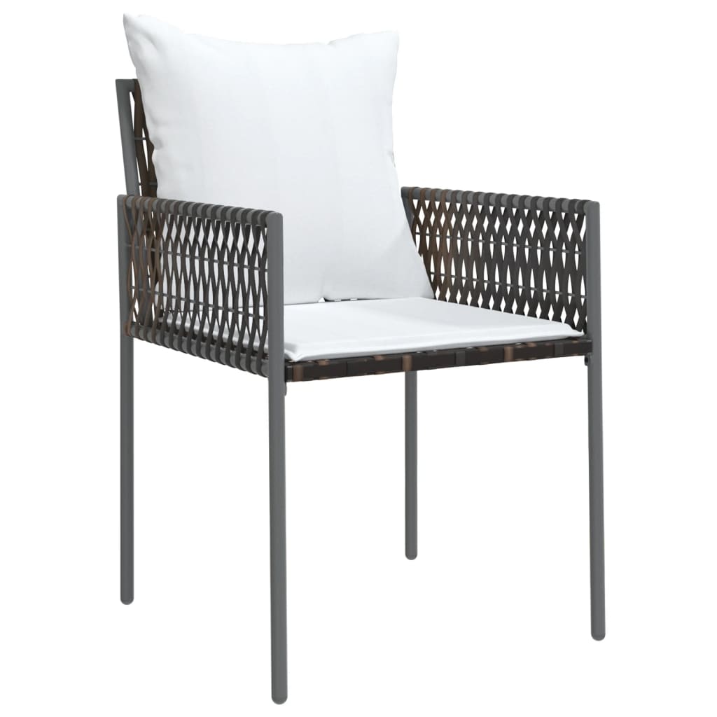 vidaXL Patio Dining Set with Cushions Outdoor Furniture Poly Rattan and Steel-38