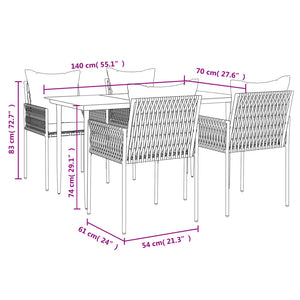 vidaXL Patio Dining Set with Cushions Outdoor Furniture Poly Rattan and Steel-17