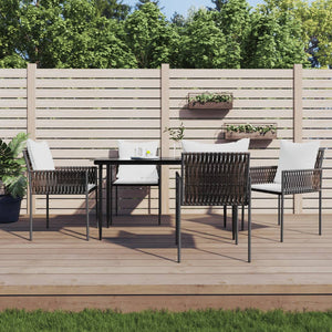 vidaXL Patio Dining Set with Cushions Outdoor Furniture Poly Rattan and Steel-10