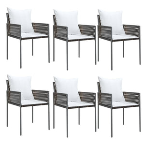 vidaXL Patio Dining Set with Cushions Outdoor Furniture Poly Rattan and Steel-35