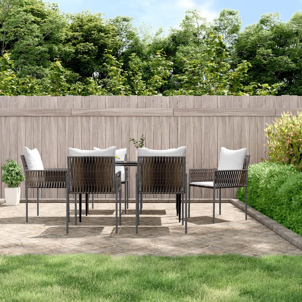 vidaXL Patio Dining Set with Cushions Outdoor Furniture Poly Rattan and Steel-14