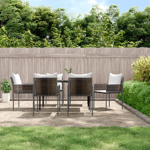 vidaXL Patio Dining Set with Cushions Outdoor Furniture Poly Rattan and Steel-14