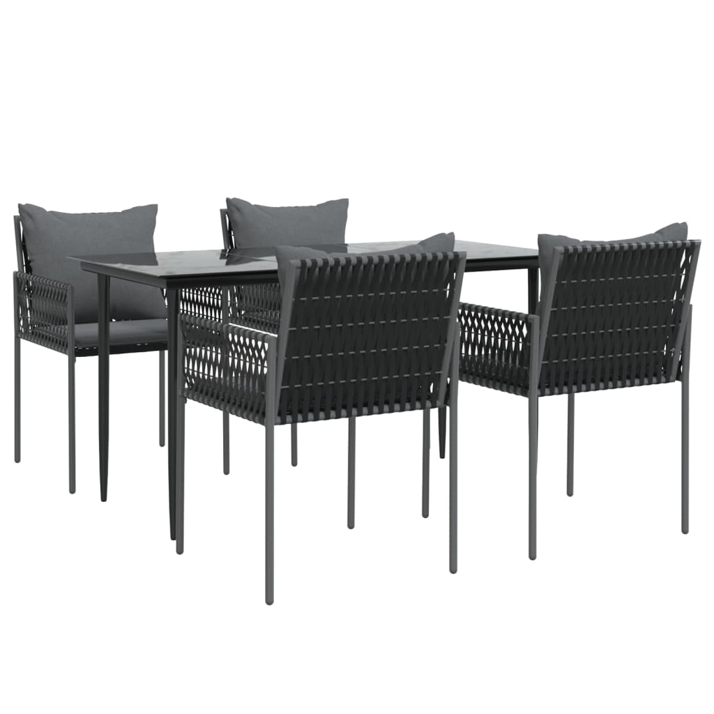 vidaXL Patio Dining Set with Cushions Outdoor Furniture Poly Rattan and Steel-40