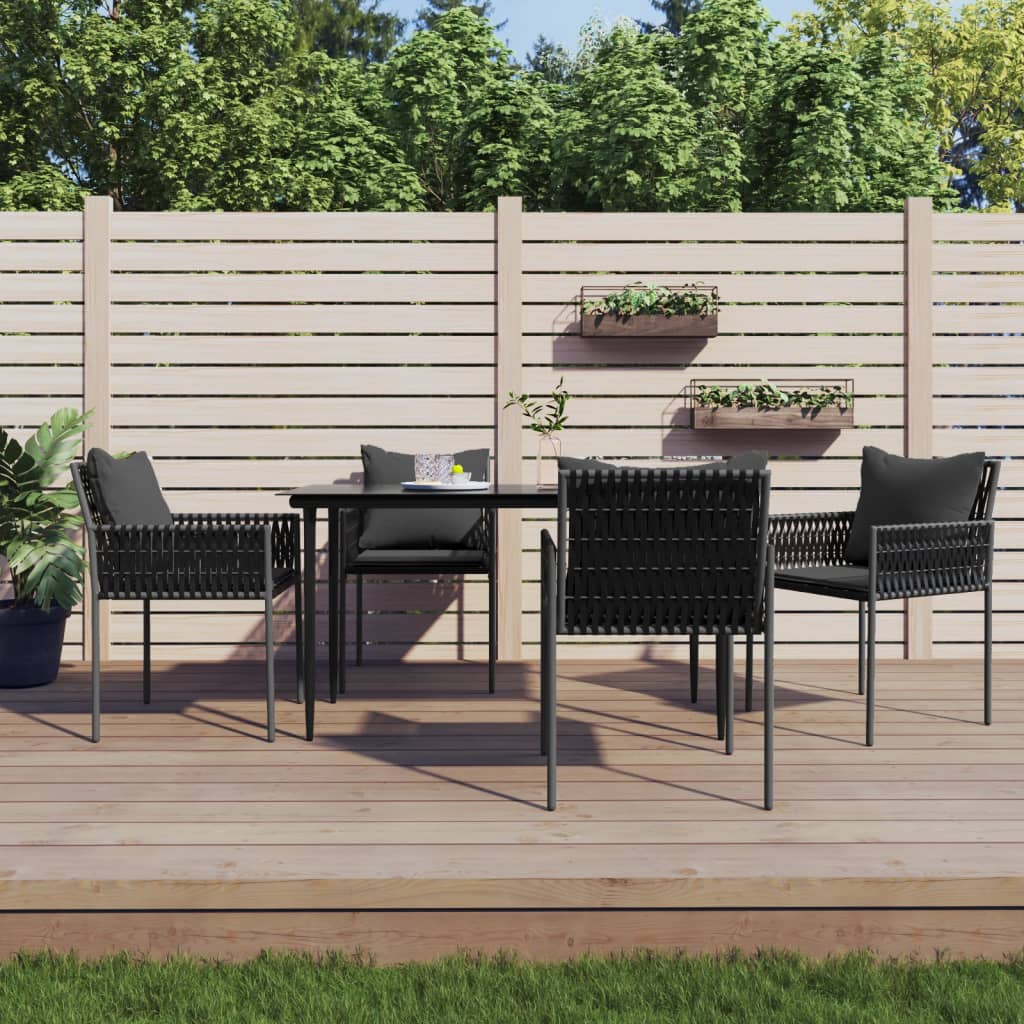 vidaXL Patio Dining Set with Cushions Outdoor Furniture Poly Rattan and Steel-47