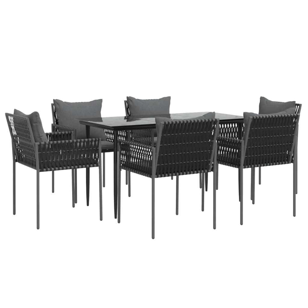 vidaXL Patio Dining Set with Cushions Outdoor Furniture Poly Rattan and Steel-27