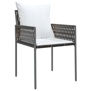 vidaXL Patio Dining Set Table and Chair with Cushions Poly Rattan and Steel-49