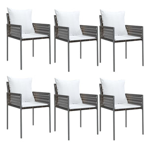 vidaXL Patio Dining Set Table and Chair with Cushions Poly Rattan and Steel-41