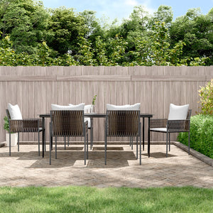 vidaXL Patio Dining Set Table and Chair with Cushions Poly Rattan and Steel-10