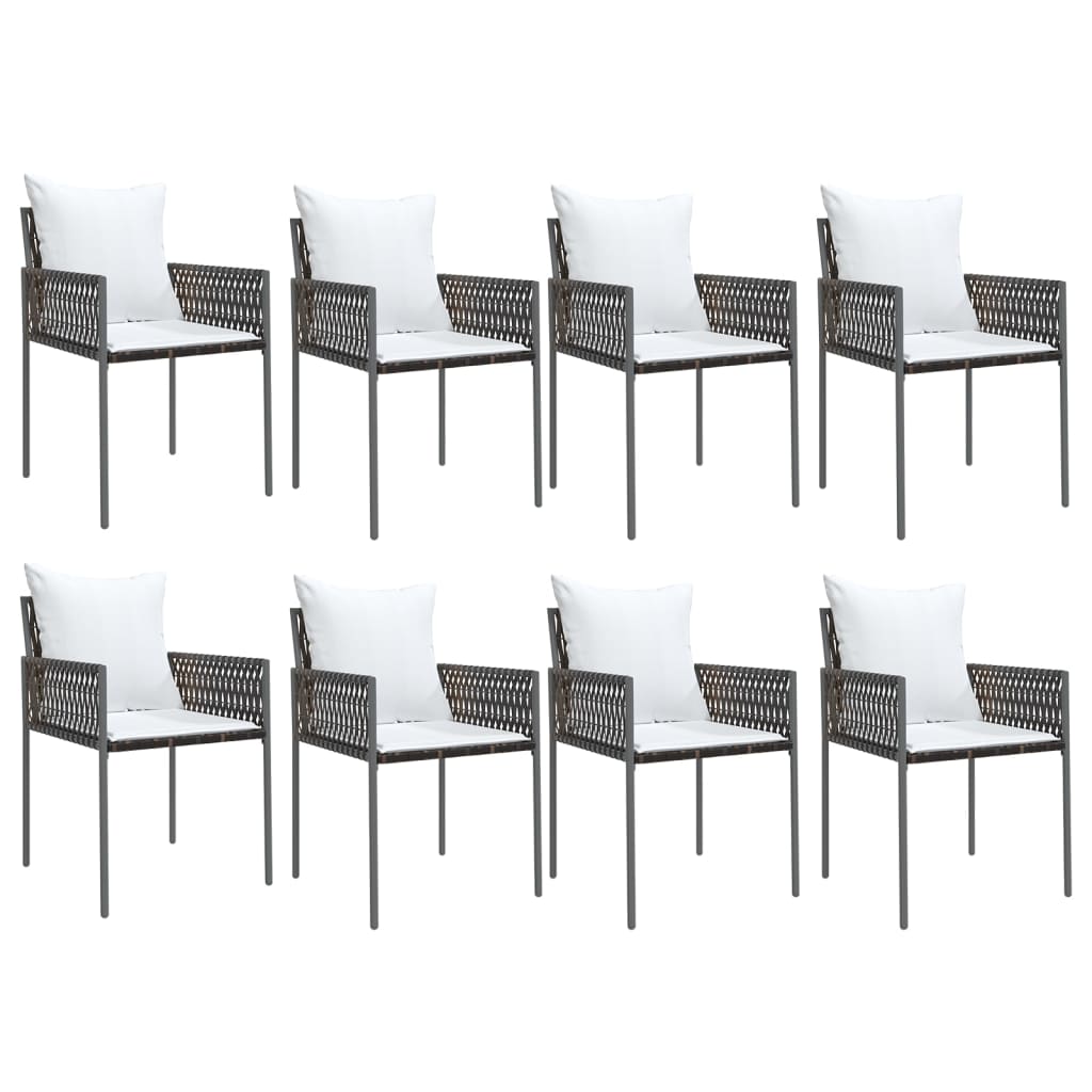 vidaXL Patio Dining Set Table and Chair with Cushions Poly Rattan and Steel-3