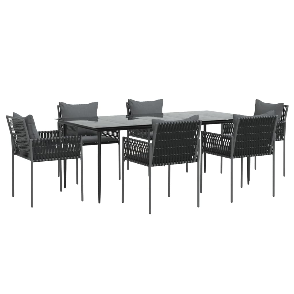 vidaXL Patio Dining Set Table and Chair with Cushions Poly Rattan and Steel-16