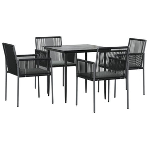 vidaXL Patio Dining Set Table and Chair with Cushions Poly Rattan and Steel-45