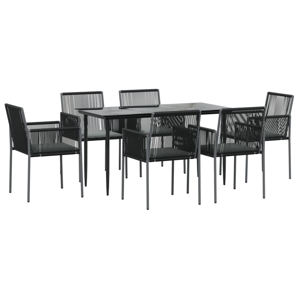 vidaXL Patio Dining Set Table and Chair with Cushions Poly Rattan and Steel-43